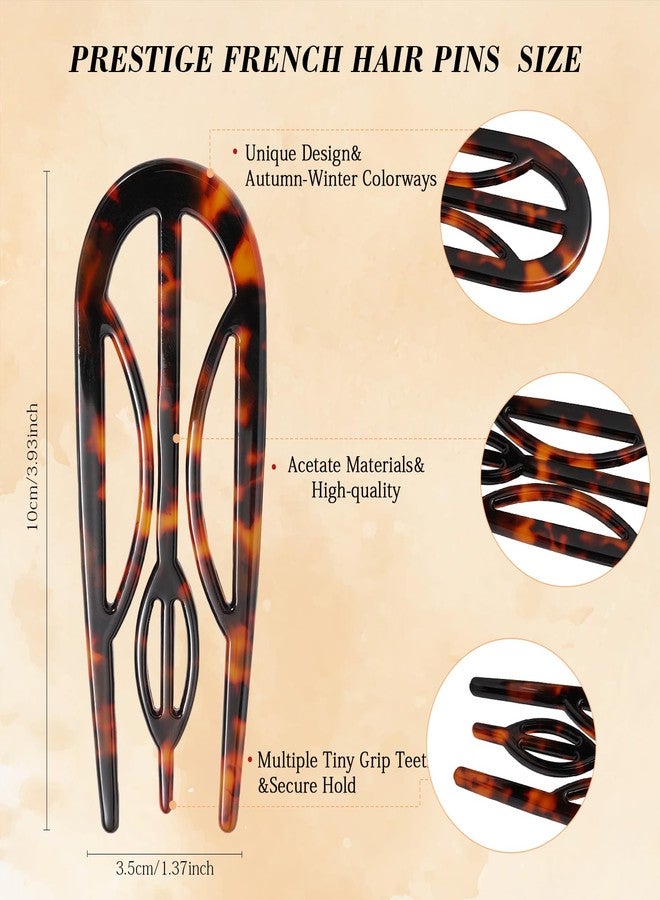 Glaudmeiss 4PCS Prestige French Hair Pins for Women - Tortoise Shell Recycled Hair Pin for Updos Chignons & Buns - Eco-Friendly Acetate French Twist Pin, Elegant Styling for All Hair Types - Image 3